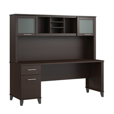 Bush Home Somerset 72W Office Desk with Drawers and Hutch, Mocha Cherry (SET018MR)