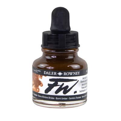 Daler-Rowney FW Acrylic Ink, Burnt Umber, 29.5ml, Pack of 3 (DRW160029223-3)