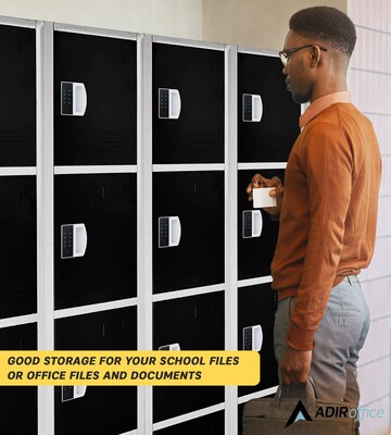 AdirOffice 72"H 4-Tier Black Storage Locker (ADI629-204-BLK-DL)