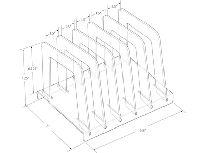 Azar Acrylic Compact File Sorter, Clear (300358)