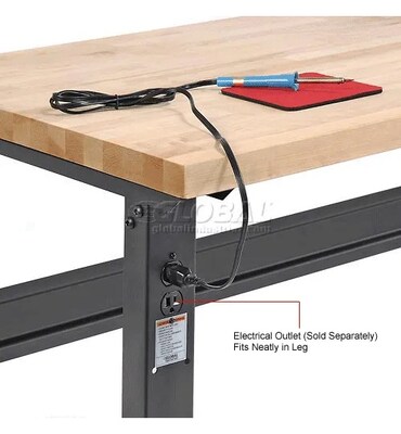 Global Industrial Height Adjustable Workbench, 72"W x 30"D, Birch Square Edge, Black (318913BK)