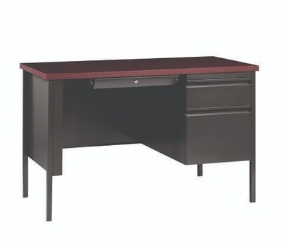 Alera 45W Single Pedestal Desk, Mahogany/Charcoal (ALEHSD4524CM)