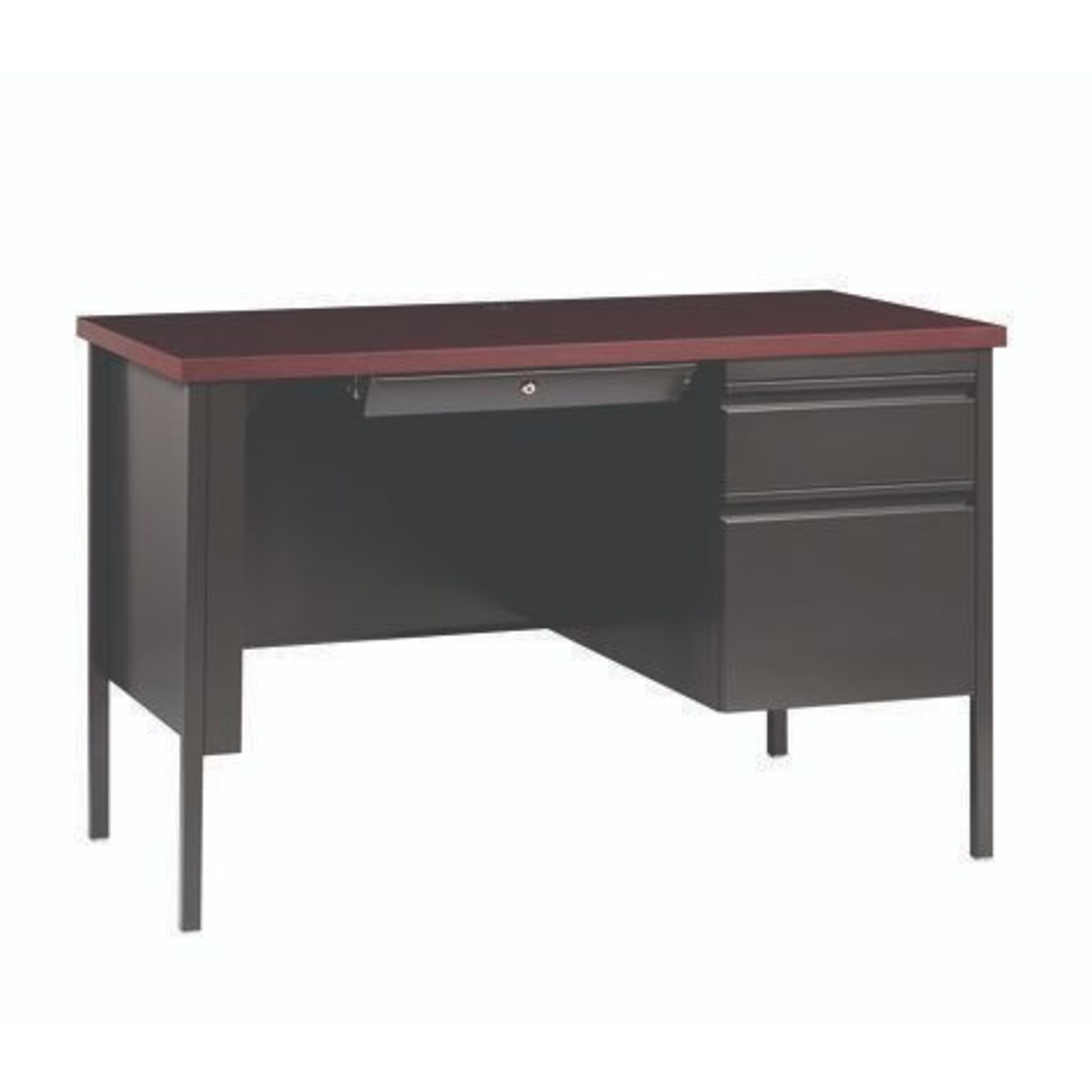 Alera 45W Single Pedestal Desk, Mahogany/Charcoal (ALEHSD4524CM)