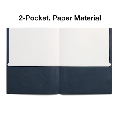 Staples Smooth 2-Pocket Paper Folder, Navy, 25/Box (27539-CC)