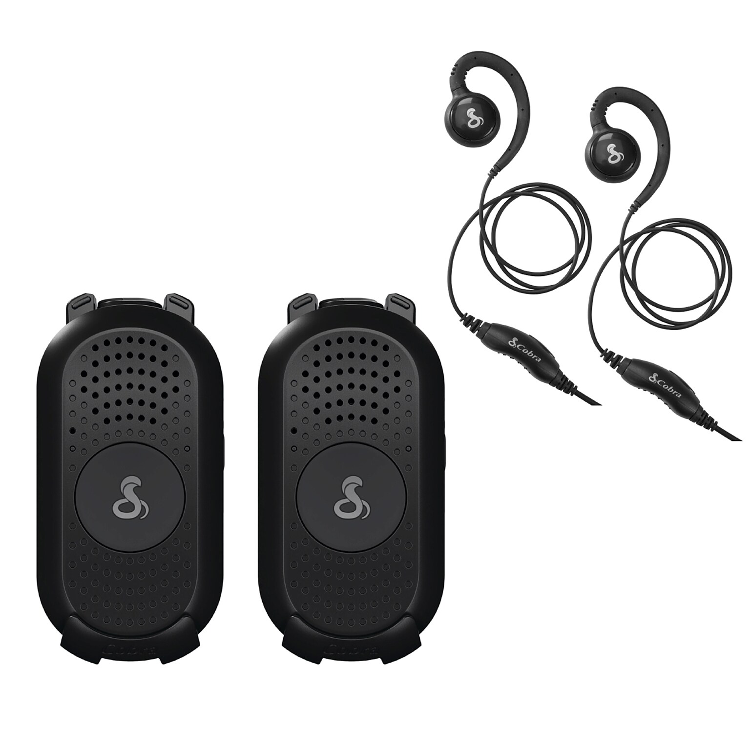Cobra Compact 2-Way Handheld Business Radio with Dual-Dock Charger and Headset, Black, 2/Pack (PX280)