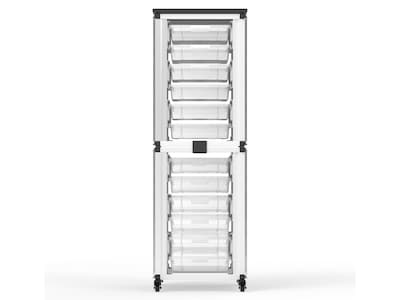 Luxor Mobile 12-Section Stacked Modular Classroom Storage Cabinet, 18.2W x 18.2D, White (MBS-STR-1