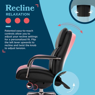 La-Z-Boy Symphony Ergonomic Bonded Leather Swivel Executive Chair, Black and Graphite (CCHR10013E)