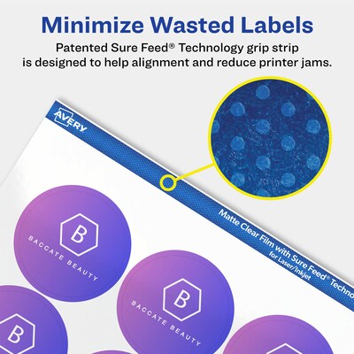 Avery Laser/Inkjet Circle Multipurpose Labels, 1-2/3" Dia., Clear, 2000/Box (94508)