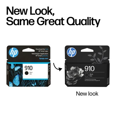HP 910 Black Standard Yield Ink Cartridge, Prints Up to 250 Pages (3YL61AN#140)