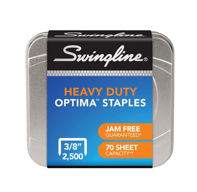 Swingline Optima High Capacity 3/8" Length High Capacity Staples, Full Strip, 2500/Box (35550)