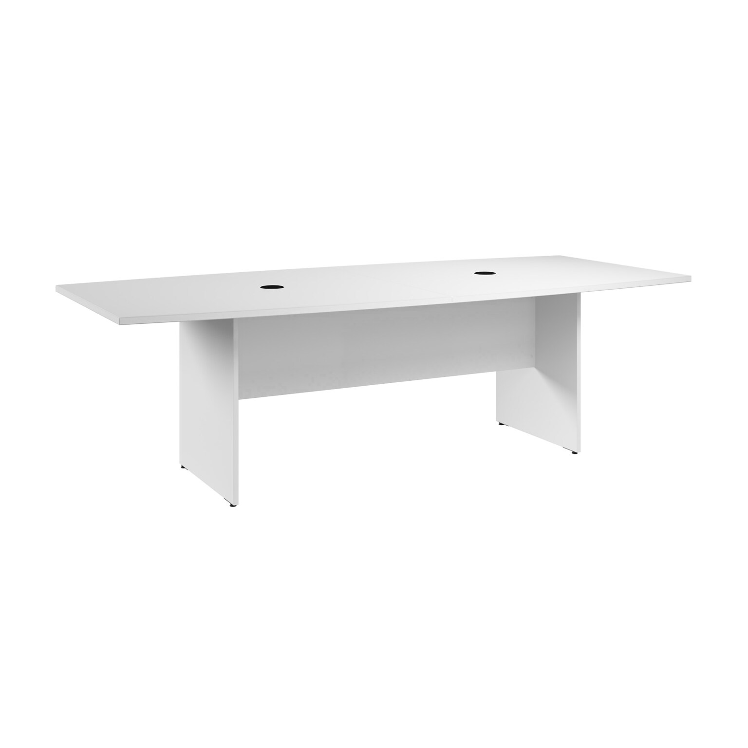 Bush Business Furniture 96W x 42D Boat Shaped Conference Table with Wood Base, White (99TB9642WHK)