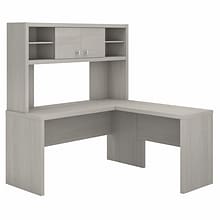 Bush Business Furniture Echo 60W L Shaped Desk with Hutch, Gray Sand (ECH031GS)