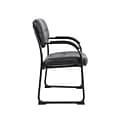 Boss Leather Sled Base Side Chair with Arms, Black (9519)