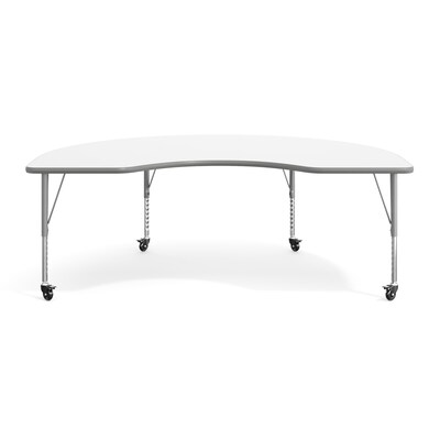 Flash Furniture Wren Kidney Activity Table, 72" x 48", Height Adjustable, White Top/Silver Frame (XUA4872KDWHTPC)