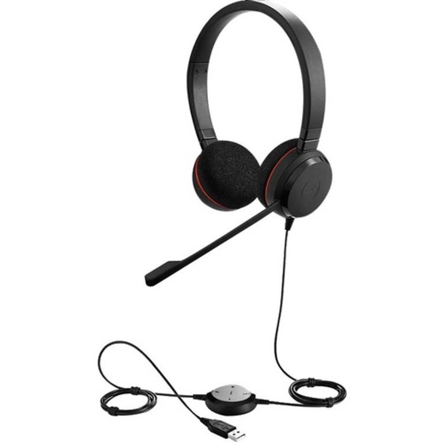 Jabra Evolve 20 USB-A Noise Canceling Stereo Computer On-Ear Headset, MS Certified (4999-823-189-01)