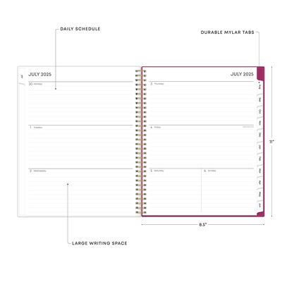 2025-2026 Blue Sky Mahalo 8.5" x 11" Academic Year Weekly & Monthly Planner, Plastic Cover, Multicolored (100149-A26)
