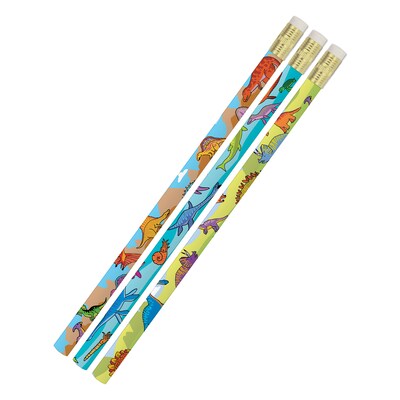 Musgrave Pencil Company Dynamic Dinosaurs Wooden Pencil, #2 Medium Lead, 12 Pencils/Pack, 12/Packs (