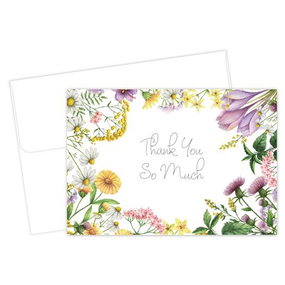 Great Papers Flower Meadows General Use Thank You Notecard Kits, Multicolored, 24/Pack (2025030)