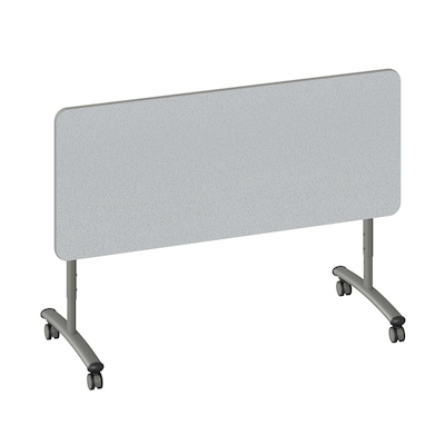 Correll 72W x 30D Adjustable Foldable Rectangular Training Room Table, Laminate, With Wheels, Gray Granite (FTS3072TF151413)