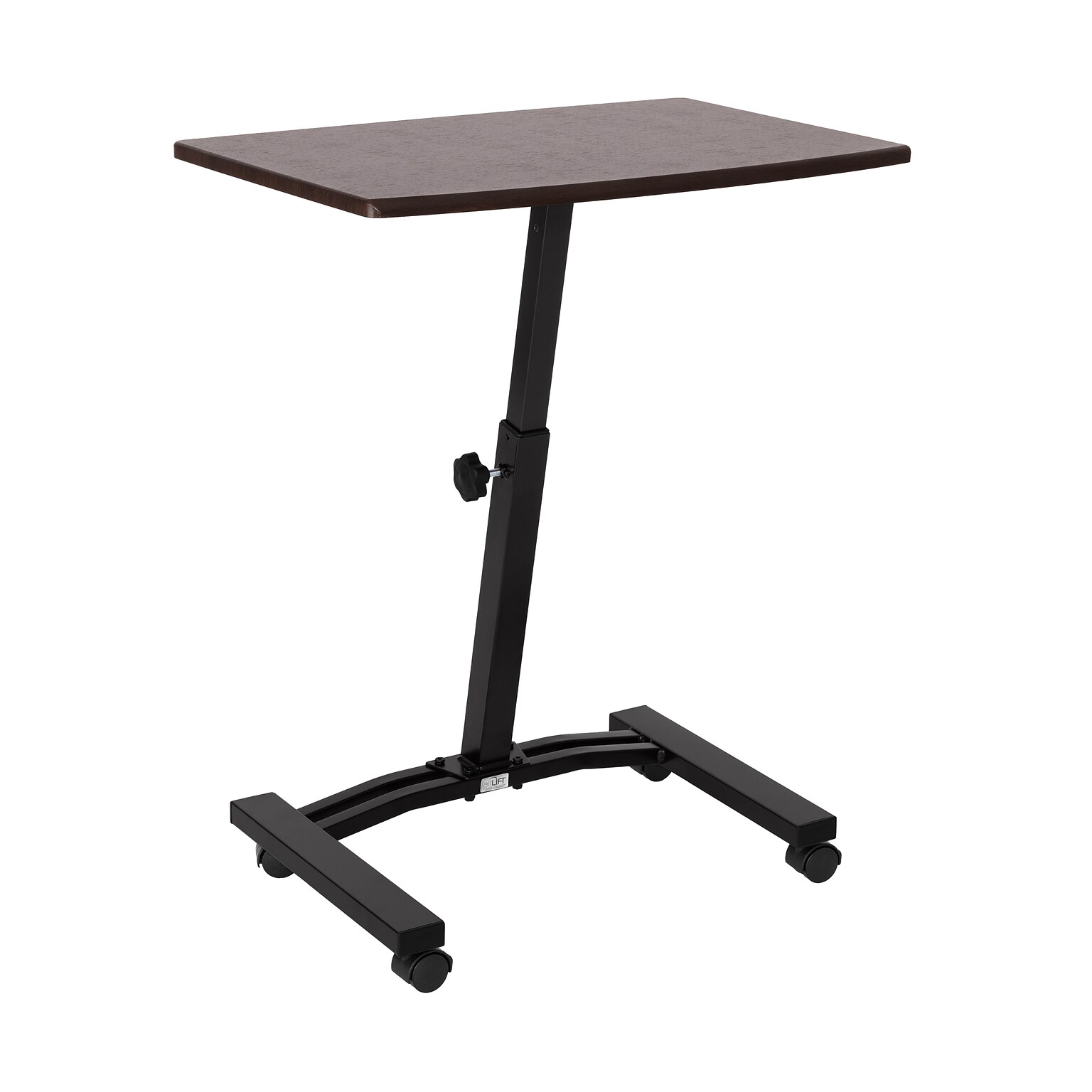 Seville Classics airLIFT 24W Manual Rectangular Height Adjustable Mobile Sitting Desk, Walnut (WEB162)