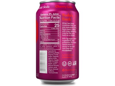 Poppi Prebiotic Cherry Cola Soda, 12 fl. oz., 12 Cans/Case (XNA71106)