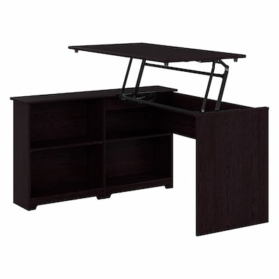 Bush Furniture Cabot 52W 3 Position Sit to Stand Corner Bookshelf Desk, Espresso Oak (WC31816)