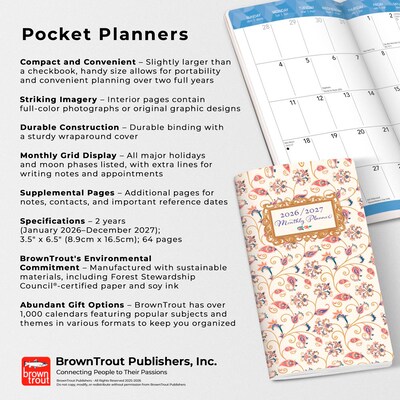 2026-2027 BrownTrout Tuscan Delight 3.5" x 6.5" Monthly Planner (9798330706037)