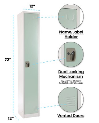 AdirOffice 72" Single Tier Misty Green Storage Locker, 4/Pack (ADI629-201-MGRN-PKG-4)