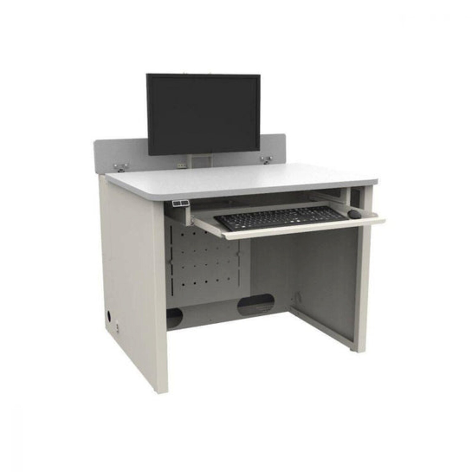 VersaDesk Elevation 36W Computer Desk, Grey/White (ED3630-WG)
