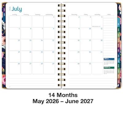 2026-2027 Excello Brands 8" x 5.5" Academic Weekly & Monthly Planner, Paperboard Cover, Small Navy Floral (FSHN-AY26-58-84)