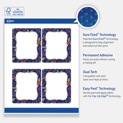 Avery Rectangle Multipurpose Labels, 4" x 3-1/3", White, 40/Pack (19479370622)