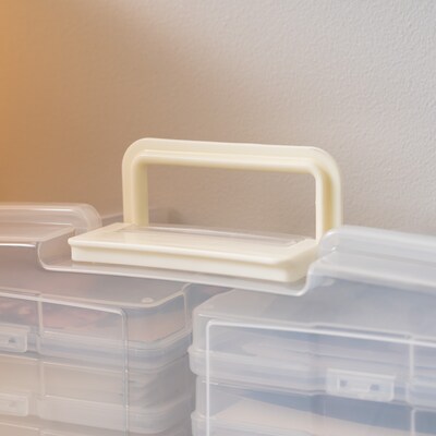 Iris Hinged Closure Plastic Storage Bin with Photo Cases, Clear, 2/Pack (500050)