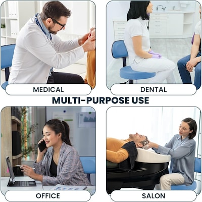 Viva Comfort Armless Vinyl Medical and Lab Stool with Lumbar Support, Blue (ADI910-03-BLU-MK)