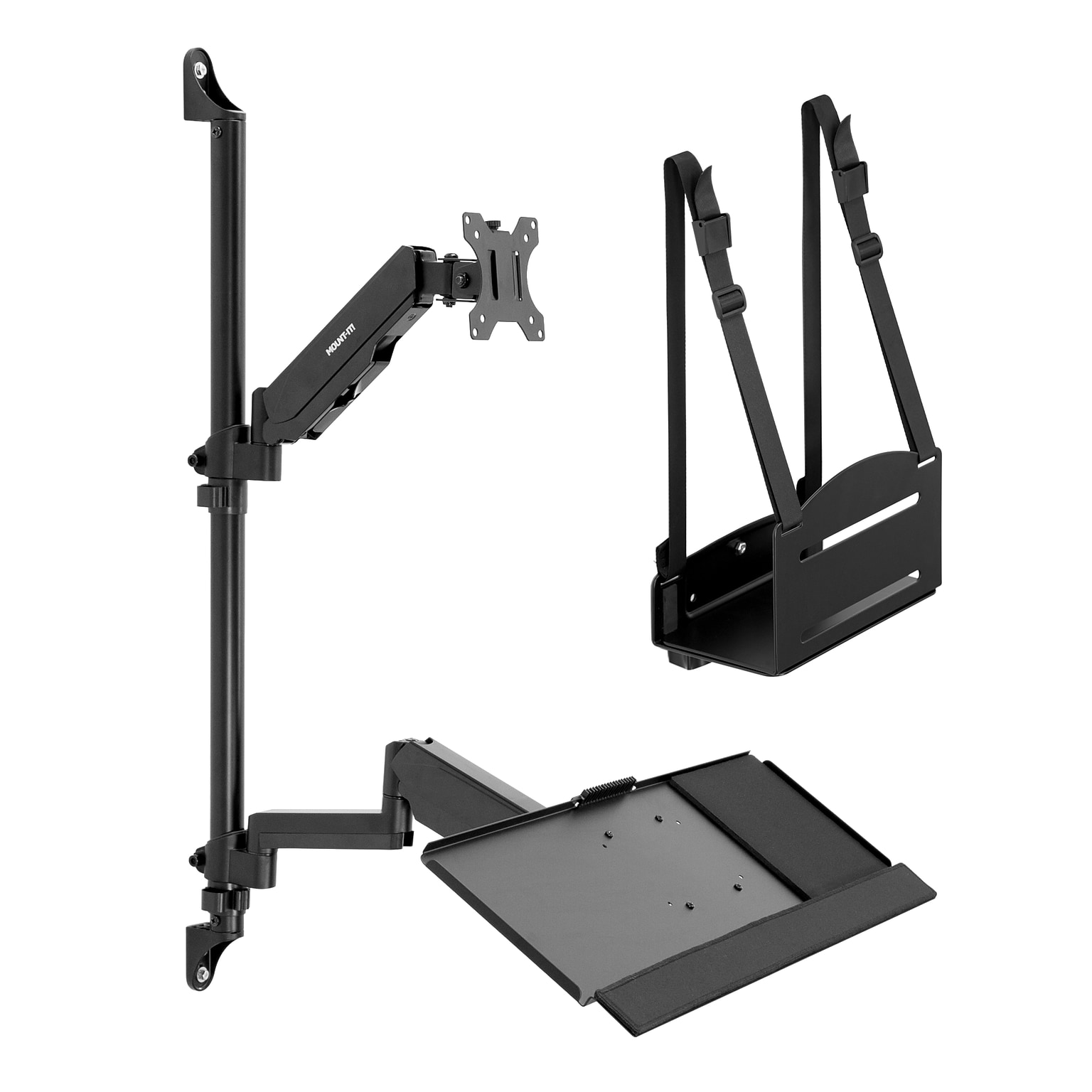 Mount-It! Adjustable Monitor Wall Mount Workstation, Up to 32, Black (MI-7991)