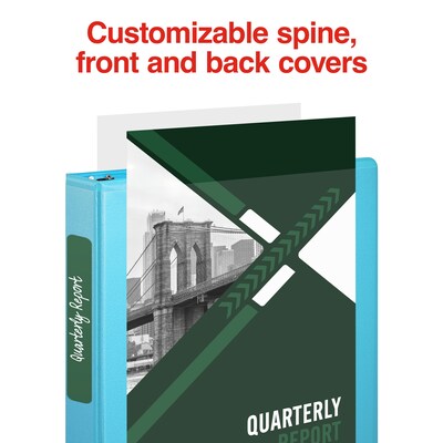 Staples® Standard 1.5" 3 Ring View Binder with D-Rings, Teal (58652)