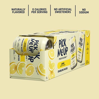 Pick Me Up Provisions™ Lemon Sparkling Water, 12 oz., 24 Cans/Carton (PM63523)