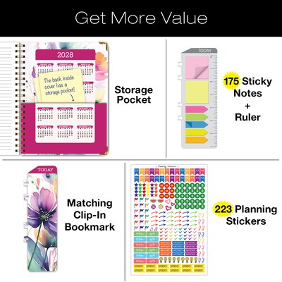 2027 Excello Brands Fashion Planner 8.5" x 11" Calendar Year Weekly & Monthly, Hardcover, Rainbow Floral