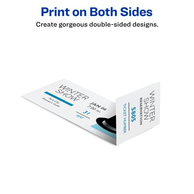 Avery Tickets with Tear-Away Stubs, Matte White, 1.75" x 5.5", Laser/Inkjet, 200/Pack (16154)