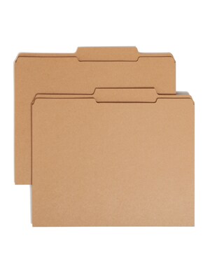 Smead File Folders, Reinforced 2/5-Cut Tab Right Of Center, Guide Height, Letter Size, Kraft, 100/Bo