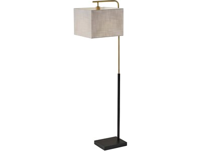 Adesso Flora 60 Matte Black/Antique Brass Floor Lamp with Square Shade (4183-21)