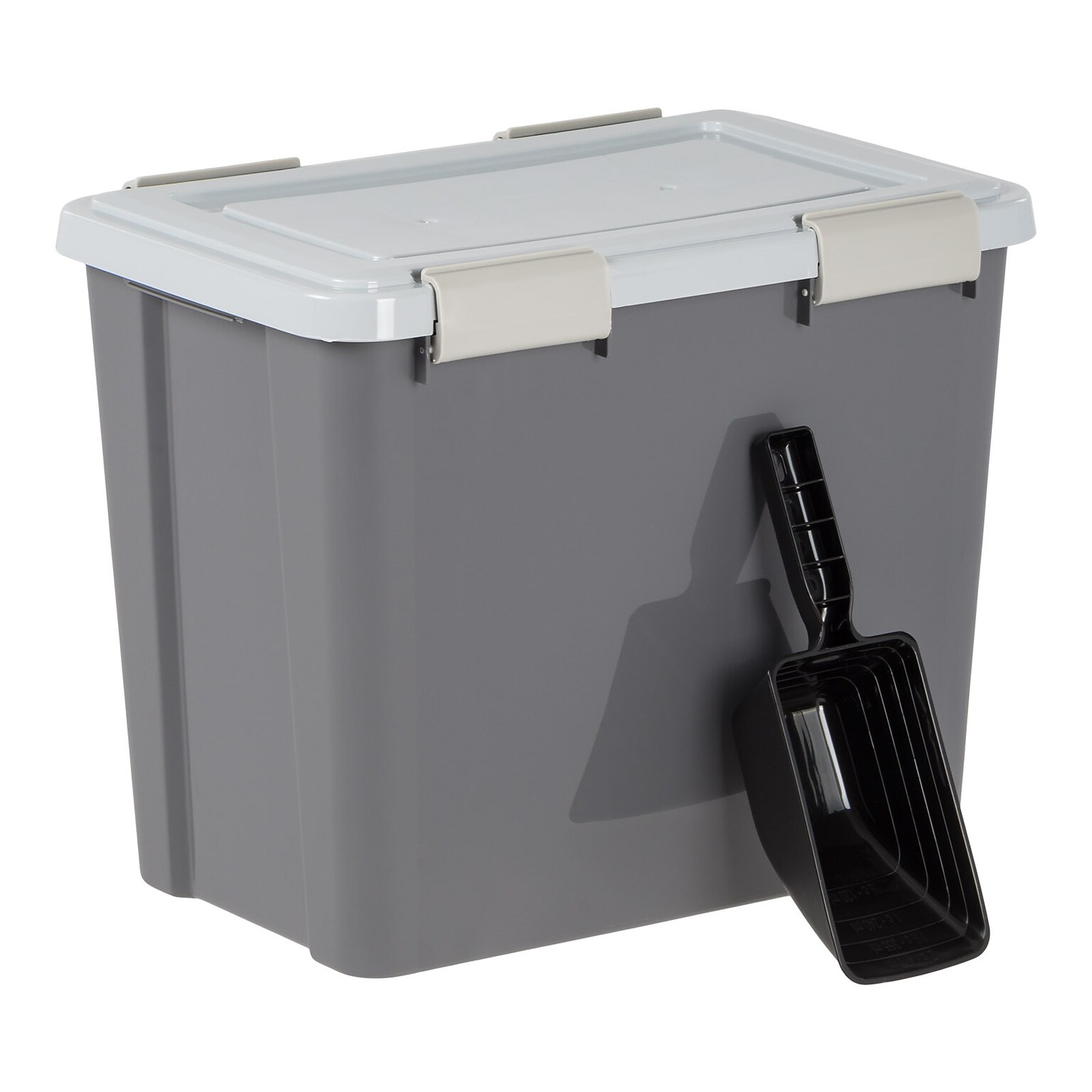 Iris 36 Quart Storage Container with Scoop for Dog & Cat Food, Plastic, Dark Gray (100148)