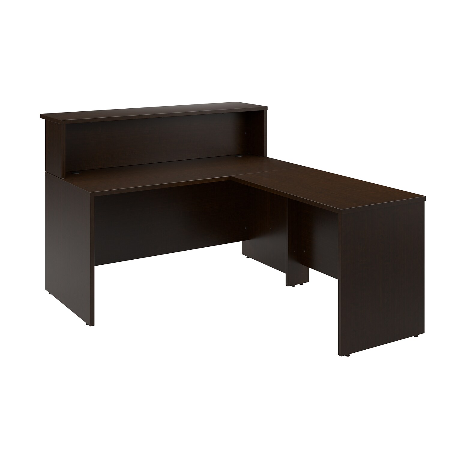 Bush Business Furniture Arrive 60W L Shaped Reception Desk with Shelf, Mocha Cherry (ARV003MR)