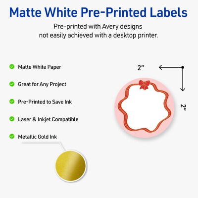 Avery Circle Multipurpose Labels, 2 Dia., White, 120/Pack (19479370578)
