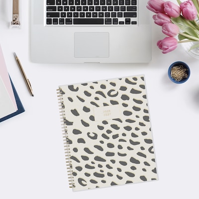 2026-2027 Blue Sky Leopard Black Frosted 8.5" x 11" Academic Weekly & Monthly Planner, Plastic Cover (149046-A27)