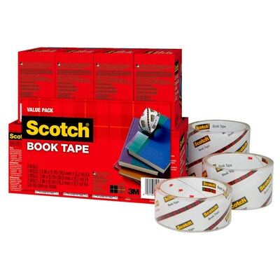Scotch Book Tape, 3.00" x 15 yds., Transparent, 8/Pack (845-VP)