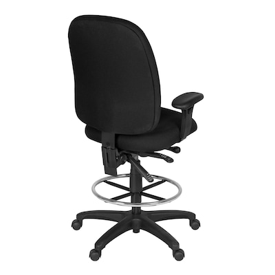 Regency Comfort Series Fabric Drafting Chair with Footrest and Lumbar Support, Black (125-DK-BK)