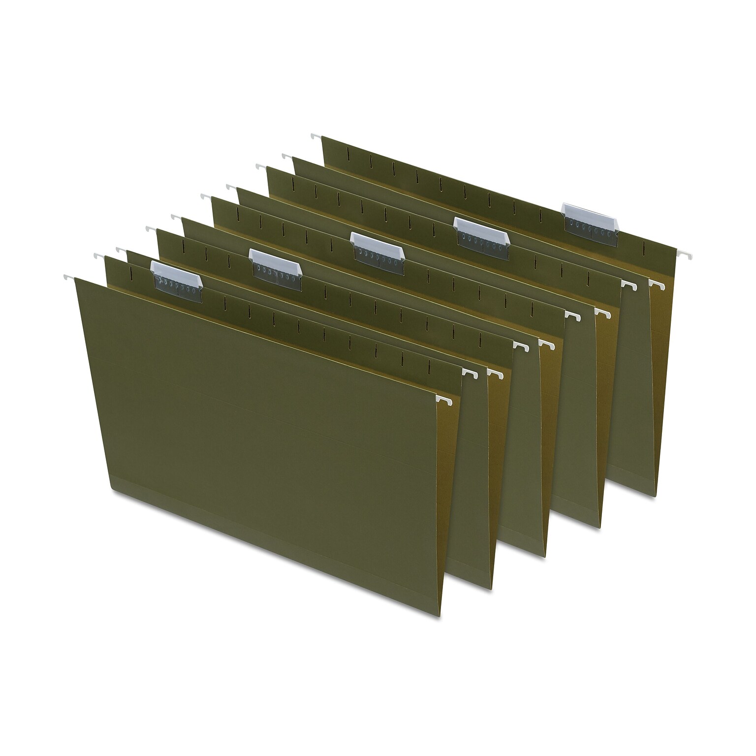 Staples Heavy Duty Box Bottom Hanging File Folder, 2 Expansion, 1/5-Cut Tab, Legal Size, Standard Green, 25/Box