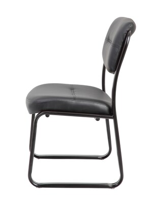 Boss Armless Leather Sled Base Side Chair, Black (B9539)