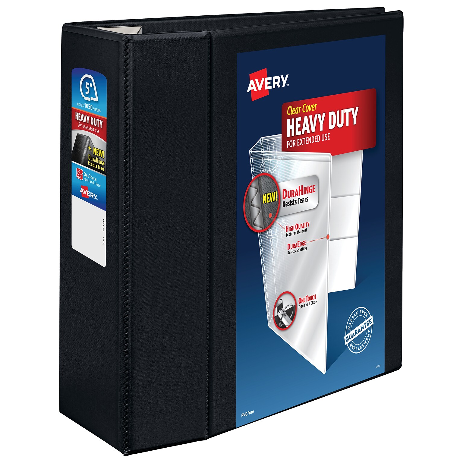 Avery Heavy Duty 5 3-Ring View Binders, D-Ring, Black (79-606)