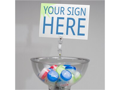 Azar Sign Holder, 0.75" x 3.5", Freestanding, Clear Plastic, 10/Pack (107607)